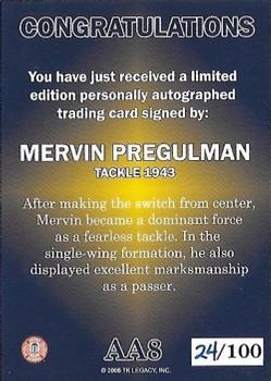2002 TK Legacy Michigan Wolverines - All Americans Autographs #AA8 Mervin Pregulman Back