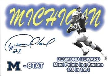 2002 TK Legacy Michigan Wolverines - M-Stat Autographs #ST1 Desmond Howard Front
