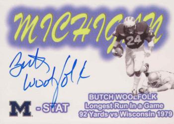 2002 TK Legacy Michigan Wolverines - M-Stat Autographs #ST2 Butch Woolfolk Front