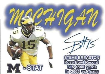 2002 TK Legacy Michigan Wolverines - M-Stat Autographs #ST7 Steve Breaston Front