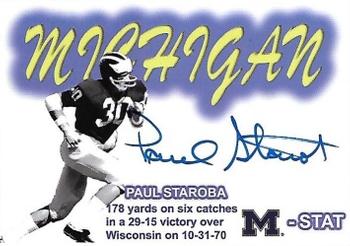2002 TK Legacy Michigan Wolverines - M-Stat Autographs #ST15 Paul Staroba Front