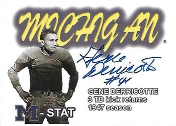 2002 TK Legacy Michigan Wolverines - M-Stat Autographs #ST29 Gene Derricotte Front