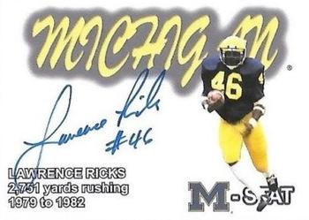 2002 TK Legacy Michigan Wolverines - M-Stat Autographs #ST31 Lawrence Ricks Front