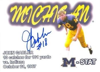 2002 TK Legacy Michigan Wolverines - M-Stat Autographs #ST32 John Gabler Front