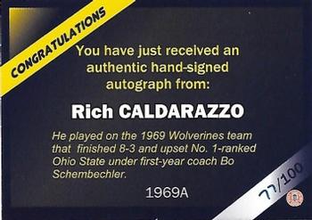 2002 TK Legacy Michigan Wolverines - 1969 Autographs #1969A Rich Caldarazzo Back