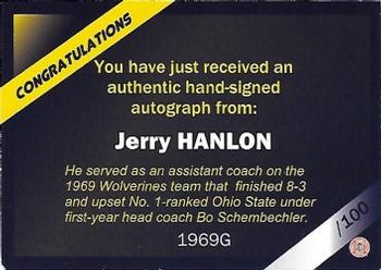 2002 TK Legacy Michigan Wolverines - 1969 Autographs #1969G Jerry Hanlon Back