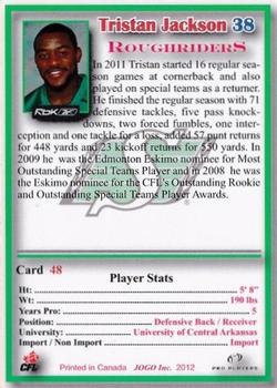 2012 JOGO CFLPA Pro Players #48 Tristan Jackson Back