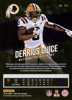 2018 Panini Prestige - Xtra Points Green #231 Derrius Guice Back