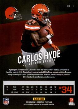 2018 Panini Prestige - Xtra Points Red #1 Carlos Hyde Back