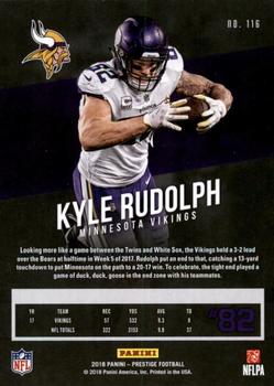 2018 Panini Prestige - Xtra Points Red #116 Kyle Rudolph Back