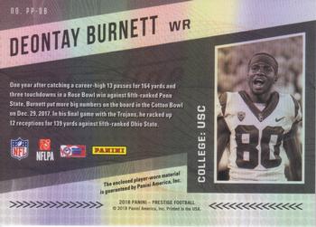 2018 Panini Prestige - NFL Passport Memorabilia #PP-DB Deontay Burnett Back