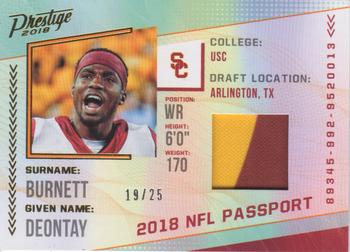 2018 Panini Prestige - NFL Passport Memorabilia #PP-DB Deontay Burnett Front