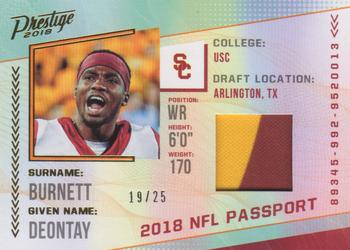 2018 Panini Prestige - NFL Passport Memorabilia Prime Gold #PP-DB Deontay Burnett Front