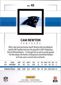 2018 Panini #40 Cam Newton Back