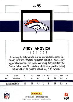 2018 Panini #95 Andy Janovich Back
