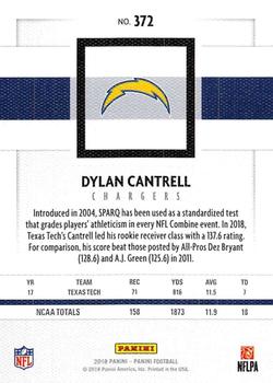 2018 Panini #372 Dylan Cantrell Back