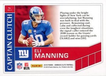 2018 Donruss Elite - Captain Clutch #CC-1 Eli Manning Back