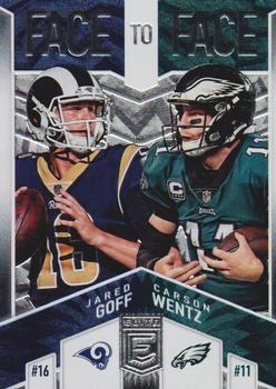 2018 Donruss Elite - Face to Face #F2F-4 Jared Goff / Carson Wentz Front
