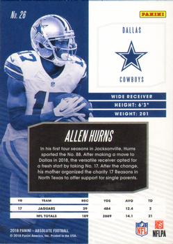 2018 Panini Absolute #26 Allen Hurns Back
