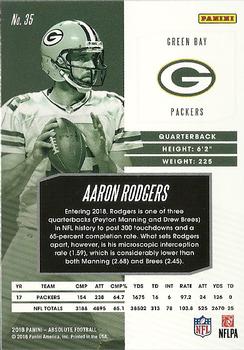 2018 Panini Absolute #35 Aaron Rodgers Back