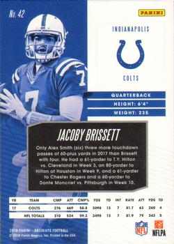 2018 Panini Absolute #42 Jacoby Brissett Back