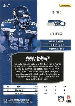 2018 Panini Absolute #91 Bobby Wagner Back