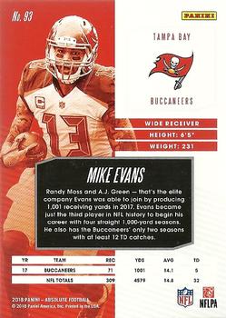 2018 Panini Absolute #93 Mike Evans Back