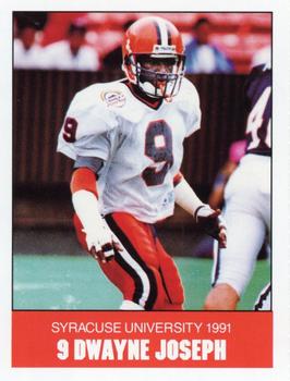 1991 Syracuse Orangemen Program Cards #17 Dwayne Joseph Front
