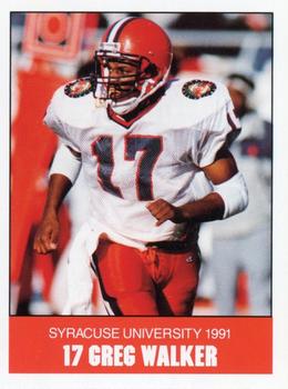 1991 Syracuse Orangemen Program Cards #18 Greg Walker Front