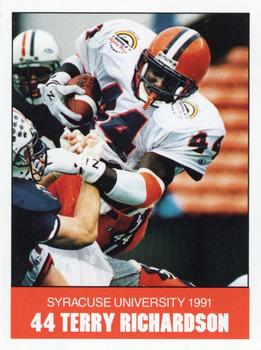 1991 Syracuse Orangemen Program Cards #23 Terry Richardson Front