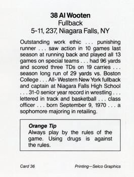 1991 Syracuse Orangemen Program Cards #36 Al Wooten Back
