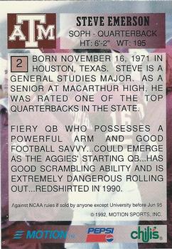 1992 Texas A&M Aggies #2 Steve Emerson Back
