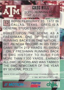 1992 Texas A&M Aggies #12 Greg Hill Back