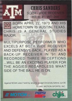 1992 Texas A&M Aggies #20 Chris Sanders Back