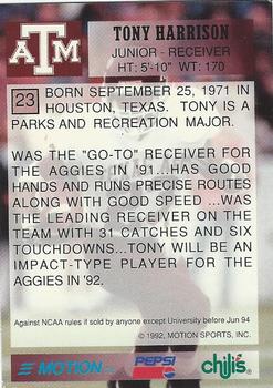 1992 Texas A&M Aggies #23 Tony Harrison Back