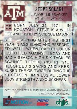 1992 Texas A&M Aggies #35 Steve Solari Back