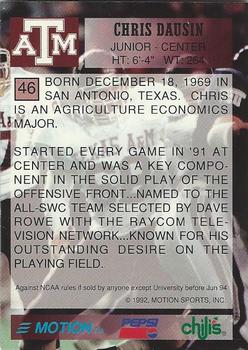 1992 Texas A&M Aggies #46 Chris Dausin Back