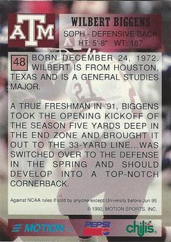 1992 Texas A&M Aggies #48 Wilbert Biggens Back