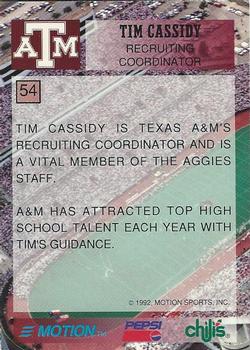 1992 Texas A&M Aggies #54 Tim Cassidy Back