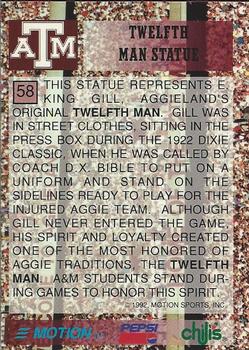 1992 Texas A&M Aggies #58 Twelfth Man Back