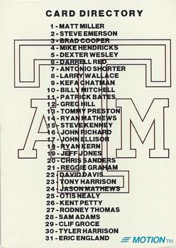 1992 Texas A&M Aggies #NNO Checklist Front