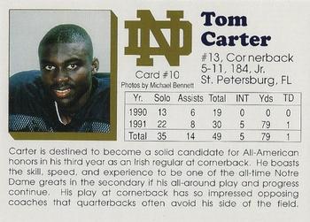 1992 Notre Dame Fighting Irish #10 Tom Carter Back