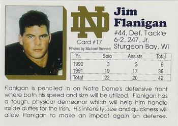 1992 Notre Dame Fighting Irish #17 Jim Flanigan Back