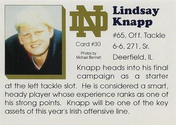 1992 Notre Dame Fighting Irish #30 Lindsay Knapp Back