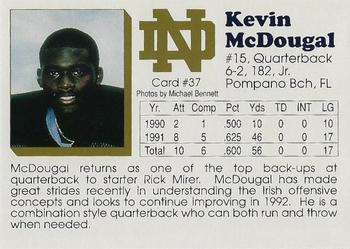 1992 Notre Dame Fighting Irish #37 Kevin McDougal Back
