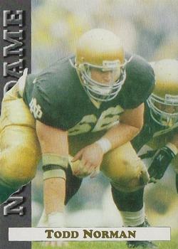 1992 Notre Dame Fighting Irish #42 Todd Norman Front