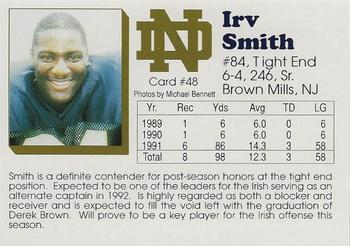 1992 Notre Dame Fighting Irish #48 Irv Smith Back