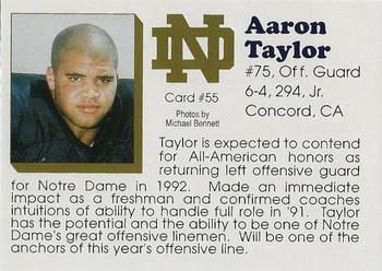 1992 Notre Dame Fighting Irish #55 Aaron Taylor Back
