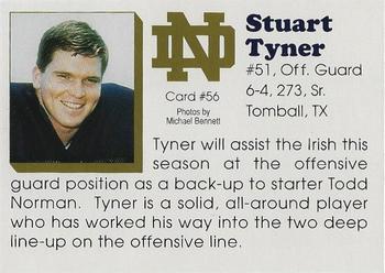 1992 Notre Dame Fighting Irish #56 Stuart Tyner Back