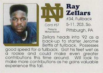 1992 Notre Dame Fighting Irish #57 Ray Zellars Back